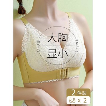 內衣女顯胸小薄款大胸顯小文胸前扣聚攏收副乳防下垂縮胸少女胸罩