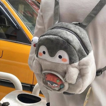 企鵝雙肩背包女可愛卡通jk少女玩偶包痛包公仔毛絨休閑迷你小書包