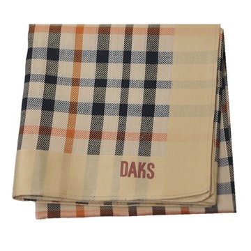 DAKS 經典品牌格紋字母LOGO圖騰帕領巾(金邊)