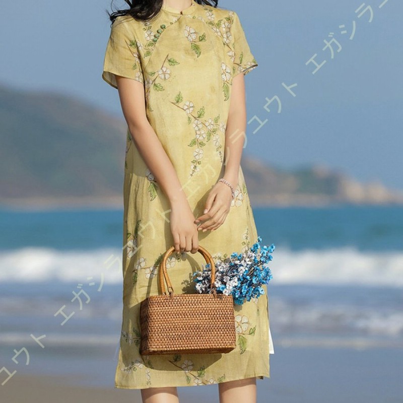 レディース チャイナドレス 半袖 立ち襟 チャイナ服 綿 麻 中国風 膝丈ワンピース 大きいサイズ カジュアル ゆったり Aライン 着痩せ 美脚 フェミニン 通販 Lineポイント最大0 5 Get Lineショッピング