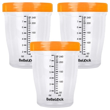 Bebelock Tritan材質 Premium 副食品刻度密封罐 Set 3個  橘色  240ml