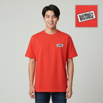 男女同款 CNY 小LOGO圖案T恤 - 紅色
