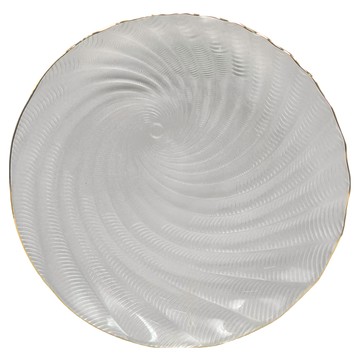 FOREVER 日式玻璃盤  21cm  描金邊鳳尾款  1個