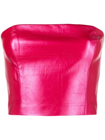 ROTATE - logo-embossed metallic corset top - women - Polyester/Polyurethane/Elastane/Viscose - 38 - Pink