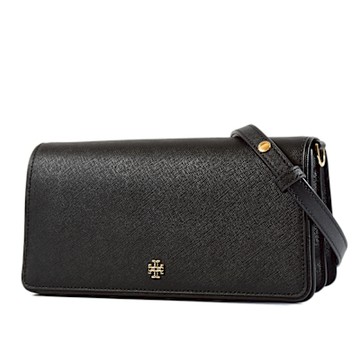 TORY BURCH EMERSON 十字紋防刮肩背/斜背二用包-黑色