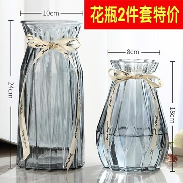 花屏花瓶擺件客廳插花輕奢高檔玻璃小口徑養富貴竹的大插花仿真花