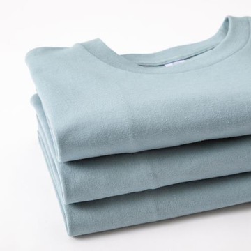 溫柔的莫蘭迪色 霧霾藍250g重磅短袖t恤圓領上衣純棉純色寬松男女