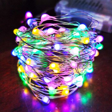摩達客-100燈LED大頭銅線燈串彩色光-USB電池盒兩用充電(贈遙控器)浪漫星星燈聖誕燈