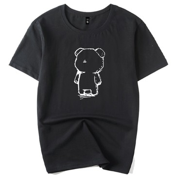 三義貓短袖T恤男純棉小熊圖案歐美風圓領寬松半袖衫學生裝韓版潮