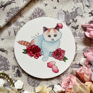 【貓瘋子】圓形硅藻土杯墊H