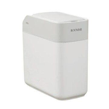 【Roommi】Handsfree 充電滑蓋感應垃圾桶 12L 極簡灰白