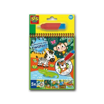 荷蘭SES 神奇水畫冊：野生動物-00131 幼兒塗鴉 不怕弄髒 無毒安全 色彩練習