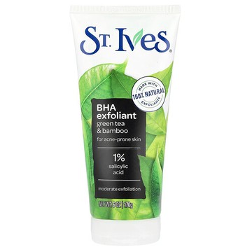 St. Ives, BHA 去角質劑，綠茶和竹子，適合易長粉刺的皮膚，6 盎司（170 克）