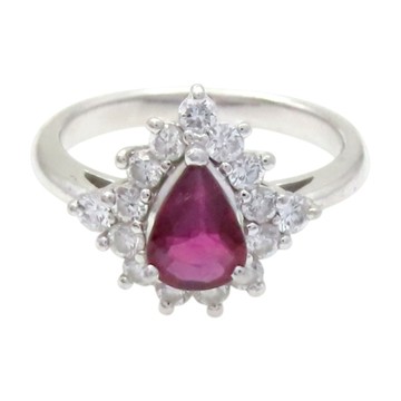 JEWELRY 無品牌珠寶 紅寶石 PT850鉑金 鑽石 戒指 【二手名牌BRAND OFF】