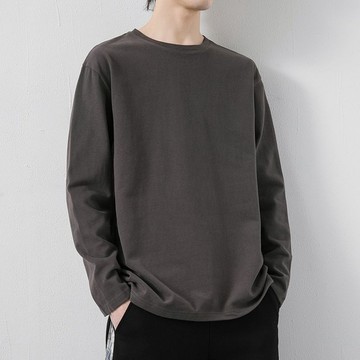 長袖t恤男春秋季2025新款純色休閒上衣服男裝圓領衛衣透氣打底衫