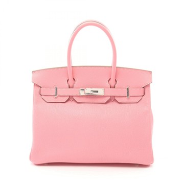 【二手名牌BRAND OFF】HERMES 愛馬仕 玫瑰色 Chevre皮革 Birkin 30 柏金包 手提包 X刻 銀扣