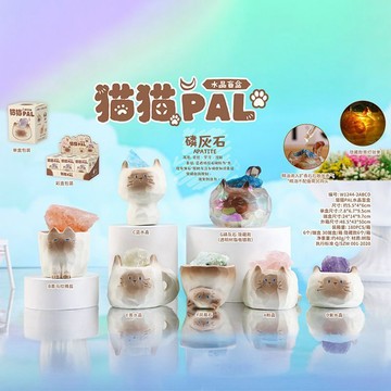 2025新品🔥水晶盲盒 可愛貓咪  小擺件 辦公室 解壓神奇 家具床頭 擺件 樹脂模型 玩偶套裝 送女友 生日