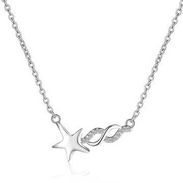 925純銀項鍊鑲鑽吊墜-日韓浪漫時尚星星女飾品73qi78【獨家進口】【米蘭精品】