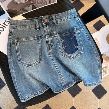 VIVILIAN春夏新設計刷破造型牛仔半裙