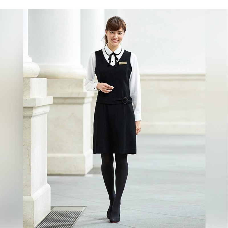 ワンピース レディース きれいめ 黒 スーツ 制服 ジャンスカ 事務服 事務 かわいい オフィス OL ユニフォーム セレモニー 女性 ストレッチ  おしゃれ ジャンパースカート 素晴らしく 会社 コンフォート ビジネス 伸縮 事務制服 仕事着 オフィスウェア EAW642