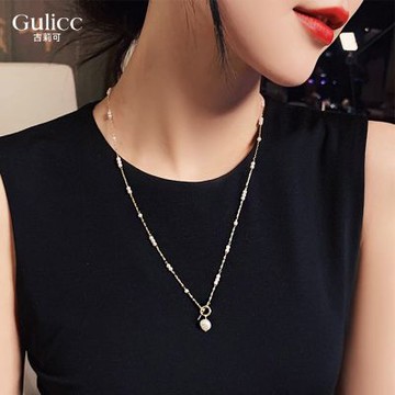 Gulicc 巴洛克 淡水珍珠 長款項鍊(飾品 項鍊 頸鍊 珍珠 鎖骨鍊 生日禮物 雙11 聖誕節)