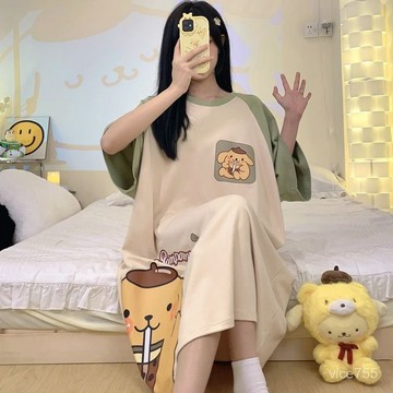 夏天睡衣 大尺碼睡衣 女生睡裙 卡通睡衣 韓版睡衣 可愛睡衣 睡衣裙 連身睡衣 睡衣女 居家服 特大碼睡衣//薇衣