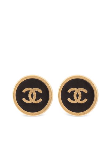 CHANEL Pre-Owned - 2001 CC button clip-on earrings - women - Gold Plated Brass - One Size