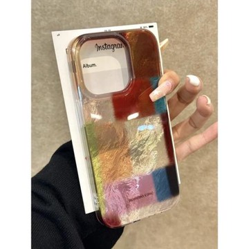 美式復古彩色格紋拼接適用iPhone17手機殼16promax蘋果15/14/13防摔小眾