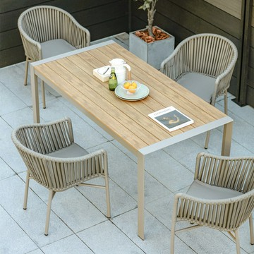 ??快速出貨 可開發票 戶外桌椅組合庭院休閑防腐木防水防曬塑木桌子露天陽臺藤編椅子