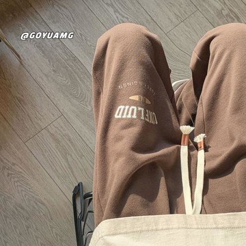 男士休閑褲美式復古高街褲子ins潮流寬松運動褲春秋新款直筒長褲