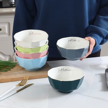 6寸面條碗家用吃面碗個人湯碗陶瓷加厚隔熱大碗拉面碗一家人區分