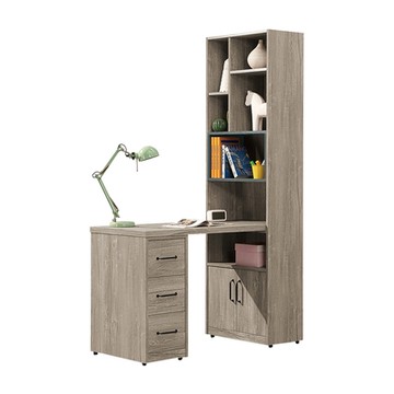 Boden-凱德4尺L型書櫃+工作書桌組合(C款-2尺二抽書櫃+4尺三抽書桌)-120x60x197cm