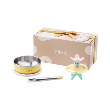 VIIDA 阿姆阿姆好食趣禮盒(附提袋)彌月禮 新生禮 固齒器 餵食湯匙 不鏽鋼餐碗