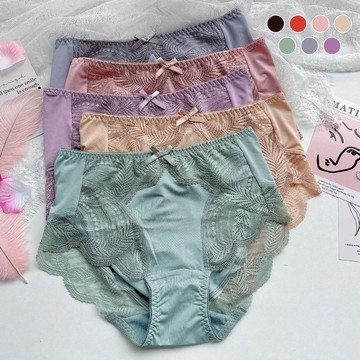 【Mini Queen】中高腰內褲 絲柔沁心 細緻蕾絲舒適內褲(7色)