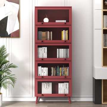 置物架 儲物櫃 收納櫃 書柜帶門帶玻璃門落地家用客廳防塵置物柜美式簡約書架兒童展示柜 八折下殺wy28