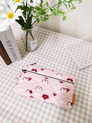 拾光系列零錢包/萬用包/拉鍊收納包/波紋貓咪款