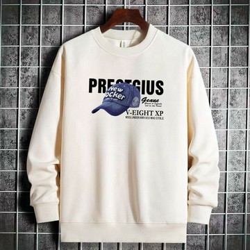 歐美圓領衛衣男|大尺碼40-97.5公斤男裝上衣|春秋長袖大學T|百搭圓領打底衫|寬鬆潮流長袖衫|印花上衣|韓版大學T