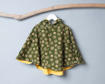 雙面防潑水斗篷-訂製 和風12vs黃色防水