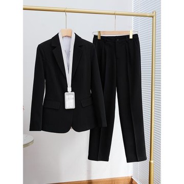 西裝外套女2024春秋職業正裝女套裝大學生面試西服氣質工作服黑色
