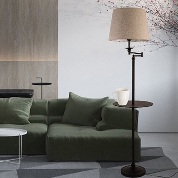 【威森家居】美式 拖盤布罩立燈 現貨實木鐵藝工業風現代簡約復古吸頂燈吊燈壁燈大廳客廳臥室燈具LED設計師 L171032