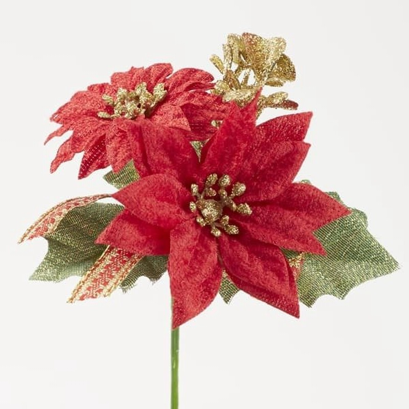 クリスマス 造花 ポインセチア とりよせ品 花びし ポインセチアピック レッド ポインセチア 造花 オーナメント クリスマス 花材 素材 雪 通販 Lineポイント最大0 5 Get Lineショッピング
