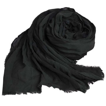 BURBERRY 經典抓皺造型格紋義大利製絲棉混紡長圍巾(深墨綠格)