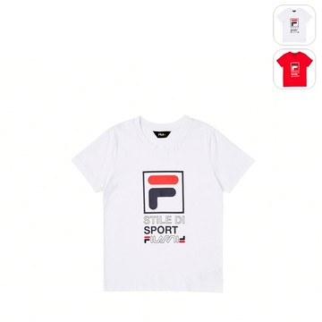 【FILA】KIDS 孩童款 短袖圓領上衣-白色 1TEY-4900-WT