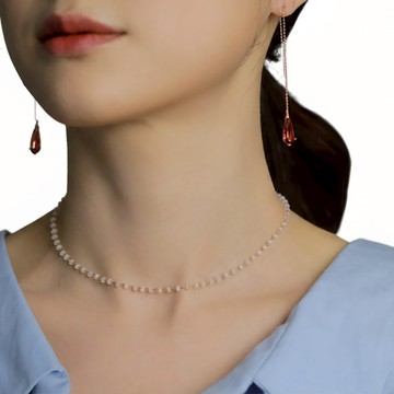 JUDY AND PAUL Elisa 水滴切割紅寶石長款耳環 玫瑰金