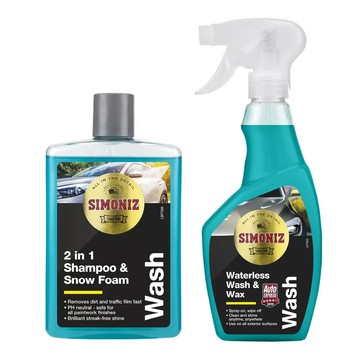 Simoniz 極速亮澤組 棕櫚獵光洗車精 475毫升 X 1 + 星耀無水洗車蠟 500毫升 X 1