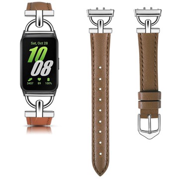 SAMSUNG 金屬+皮革錶帶適用於三星 Galaxy Fit 3 運動錶帶適用於三星 fit 3 智能手錶腕帶適用於