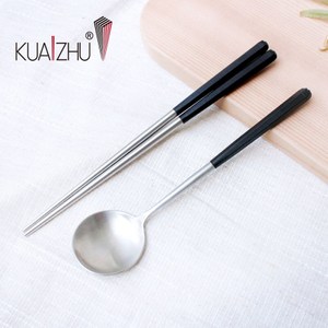 台箸創意六角好筷匙餐具組2組入-沉黑沉黑