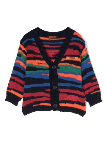 Missoni Kids - patterned intarsia-knit cardigan - kids - Polyamide/Wool/Acrylic/Mohair - 12 mth - Blue