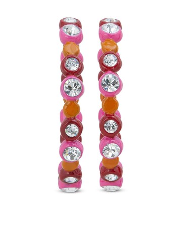 Marni - crystal-embellished hoop earrings - women - Brass/Aluminium/glass - One Size - Pink