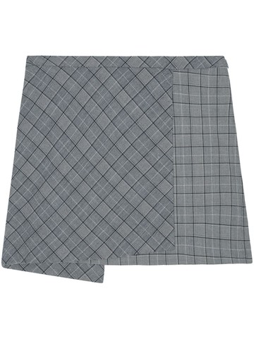 GANNI - wrap-design check-print miniskirt - women - Recycled Polyester/Viscose/Elastane/Wool - 32 - Grey